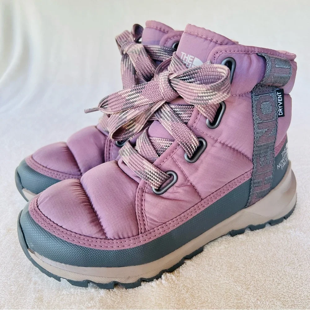 THE NORTH FACE THERMOBALL LACE UP SNOW WATERPROOF SNOW BOOTS SIZE 5 PURPLE